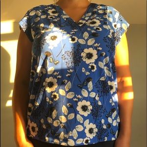 Hilary Radley Blue Floral Blouse